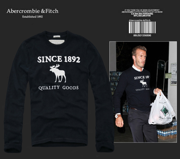 Abercrombie Fitch Hombres De Cuello Redondo Con Gente Fotos Largo Remera AF6155